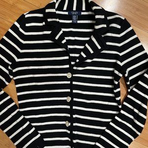 CHAPS Button down Sweater Black/White Sz M